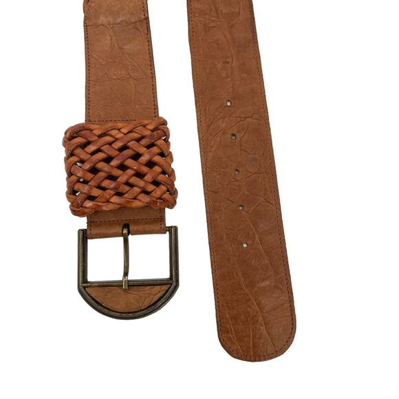 Axe Mode brown woven braided leather boho belt size 32 - Picture 5 of 9